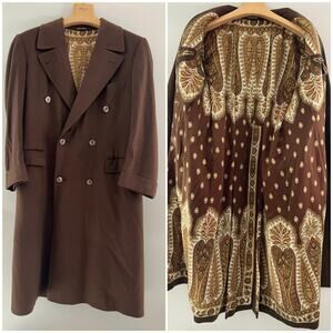 Zilli Men’s Cashmere Silk Coat Double Breasted Dark Brown France Sz 50 JP